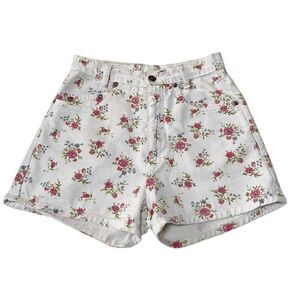 Vintage 90’s Michael G. high rise floral white jean shorts size 5